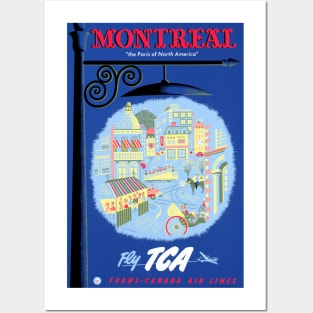 Vintage Travel Poster Montreal Fly TCA Canada Posters and Art